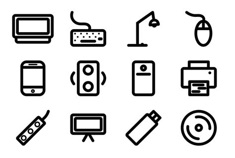 Electronic Devices Set Of Vector Icons Outline Icon Vector Art