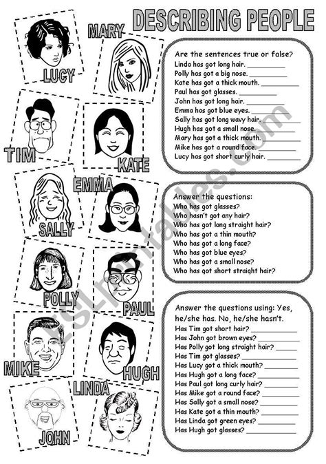 Describing People 2 Esl Worksheet By Kamilam