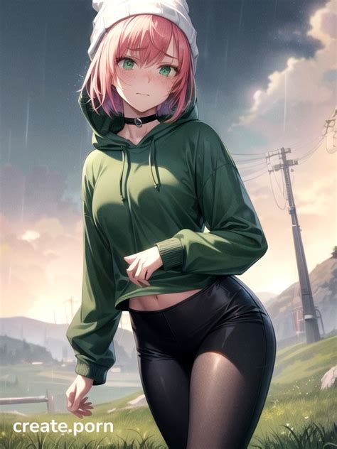 Raining Green Clothing Meadow AI Porn