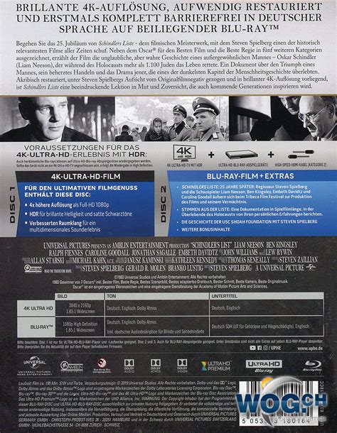 Schindlers Liste 25th Anniversary Edition Blu Ray UHD 2 Discs 4K