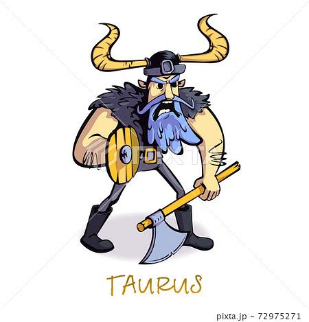 Taurus Zodiac Sign Man Flat Cartoon Vector Pixta