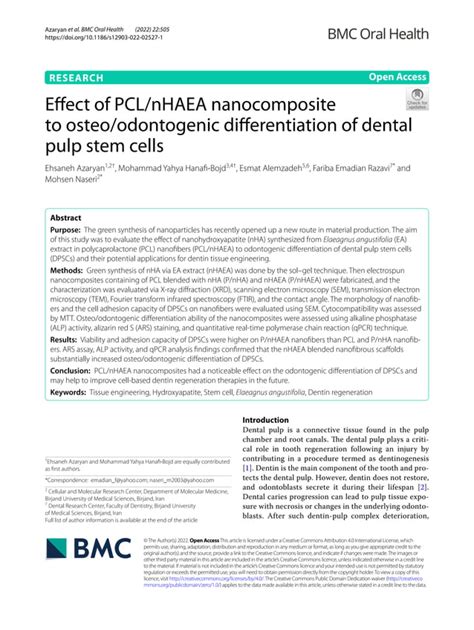 Effect Of PCL NHAEA Nanocomposite To Osteo Odontogenic Differentiation