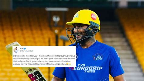 Ambati Rayudu Retirement Csk Superstar To Quit After Ipl 2023 Final