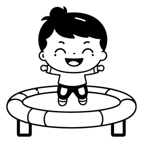 Un Mignon Gar On Sautant Sur Un Trampoline Illustration De Dessin Anim