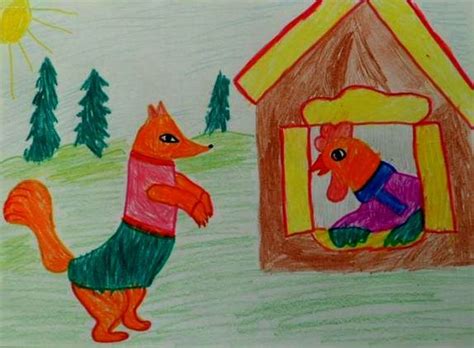 Детские рисунки к сказке о золотом петушке.