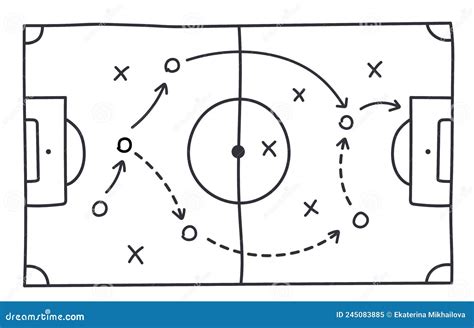 Fußball Strategie Feld Fußball Taktische Zeichnung Auf Tafel