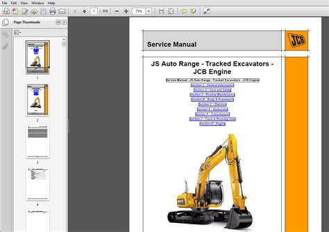 Jcb Excavator Js Auto Range Tracked Excavators Sevices Manual Pdf