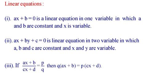 Linear Equations Formula For 8th Class Formula In Maths