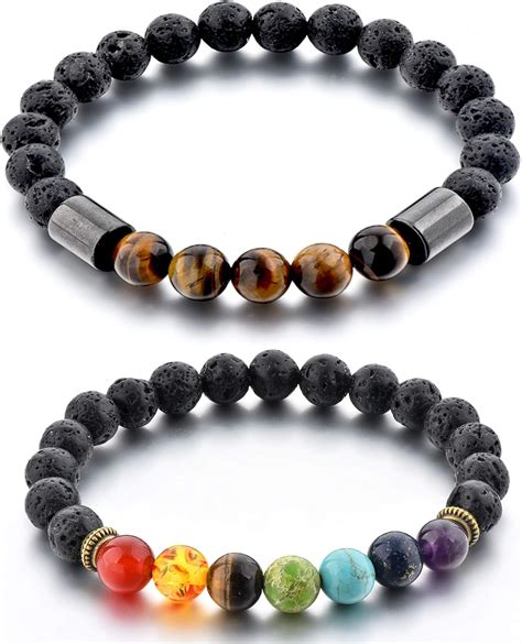 Pulsera Ojo De Tigre De Piedra Volc Nica Regalo Pulsera De Chakras