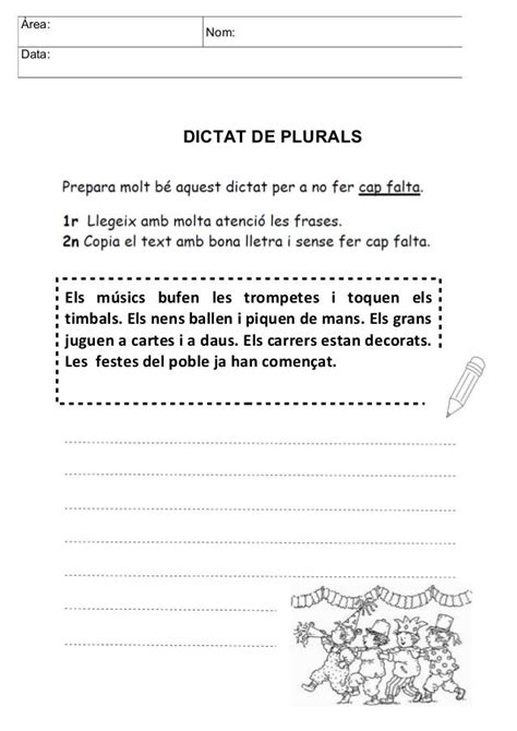 Dictats Preparats N Plurals Writing Activities Writing