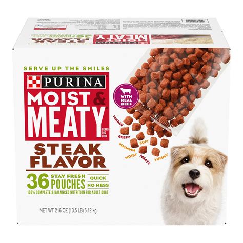 Home Dog Foods Purina Moist And Meaty Steak Flavor Soft Dog Food