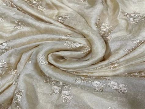 Cream Floral Embroidered Burberry Net Fabric At Rs 330 00 Embroidered