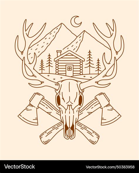 Deer Skull Line Art Royalty Free Vector Image Vectorstock