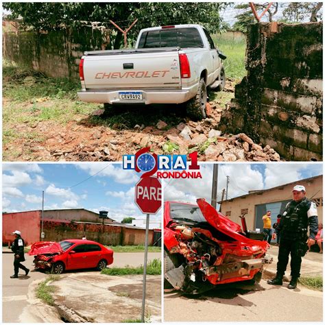 URGENTE Caminhonete derruba muro de residência após ser atingida por