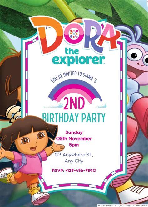 Free Editable Dora The Explorer Birthday Invitation Download Hundreds Free Printable Birthday