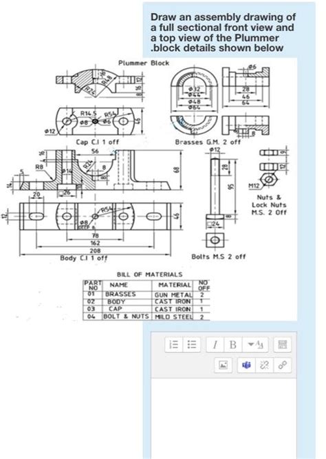 Machine Drawing Plummer Block Pedestal Bearing Off