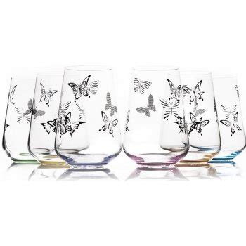 Crystalex Bohemia Crystal Sklenice Na Nealko Sandra Butterfly Mix Barev