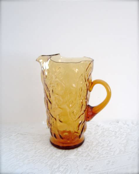 Depression Glass Pitcher Vintage Collectible Amber Depression Etsy