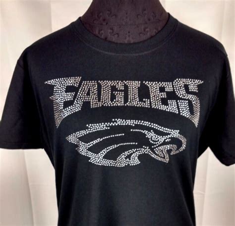 Women S Philadelphia Eagles Rhinestone Football T Shirt Tee Bling Lady Ebay