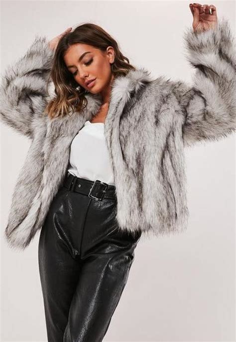 Grey Faux Fur Collared Coat Grey From Missguided On 21 Buttons