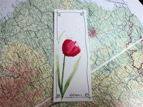 Spring Tulip Watercolor Bookmark Watercolor Bookmark Print Etsy