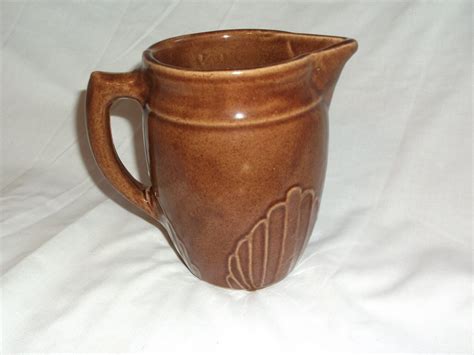 Vintage Brown Stoneware Kitchen Utilitarian Pitcher Jug Oz Haute Juice