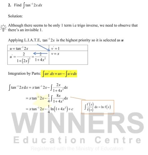 Integration By Parts Examples 2 A Level H2 Maths