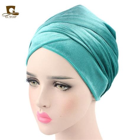 New Fashion Women Luxury Pleated Velvet Turban Hijab Head Wrap Extra Long Tube Indian Headwrap