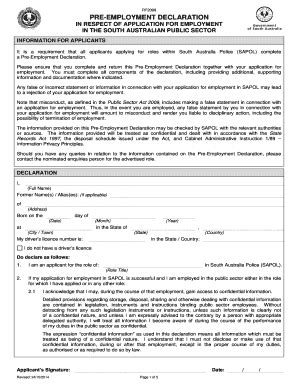 Pre Employment Declaration Fill And Sign Printable Template Online