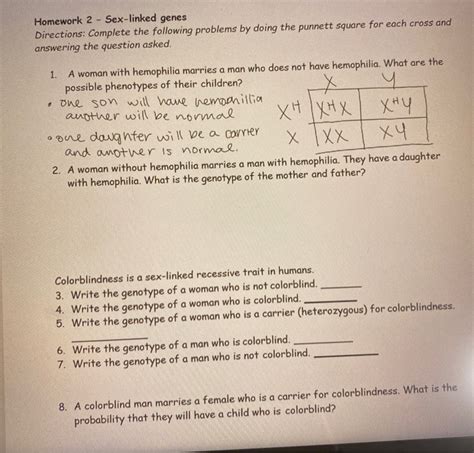 Solved Homework 2 Sex Linked Genes Directions Complete