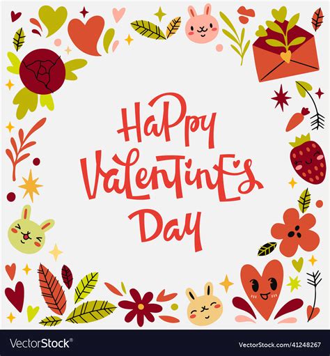 Greeting Card With Happy Valentines Day Phrase Vector Image