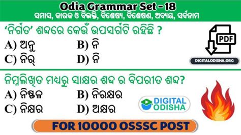 Odia Grammar Objective Questions Set 20 Digital Odisha