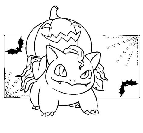 Desenhos de Pokémon Bulbasaur no Halloween para Colorir e Imprimir