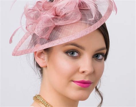 Mauve Pink Fascinator Penny Mesh Hat Fascinator With Mesh Ribbons And