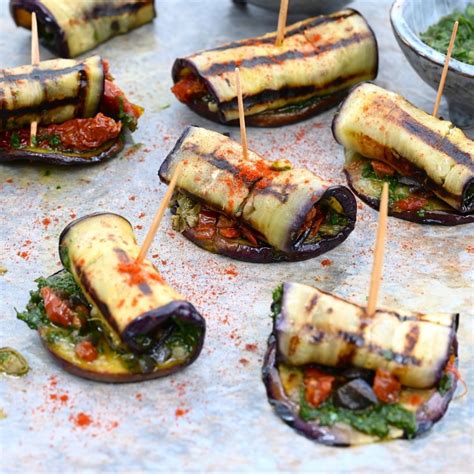 Aubergine Rolls With Green Mojo Sauce The Perfect Accompaniment To