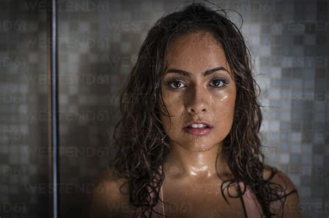 Portrait of sultry woman stock photo 