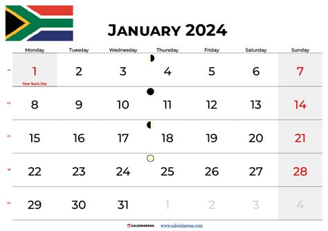 January 2024 Calendar South Africa