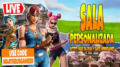 Fortnite Ao Vivo Sala Personalizada Outfit Safe Minigames