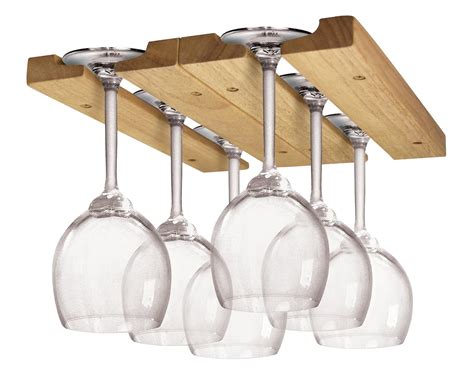 Wine Glass Holder Stemware Rack Under Cabinet Wood Storage Organizer Glassware Ebay