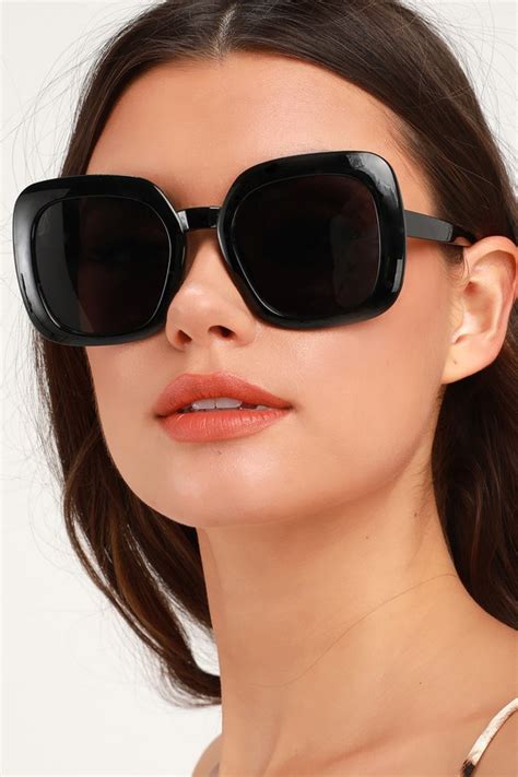 Cute Square Sunglasses Black Sunglasses Black Tinted Glasses Lulus