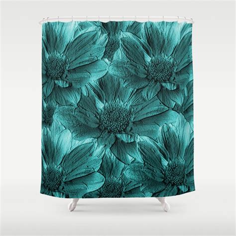 Turquoise Floral Abstract Shower Curtain By Judypalkimas Society6