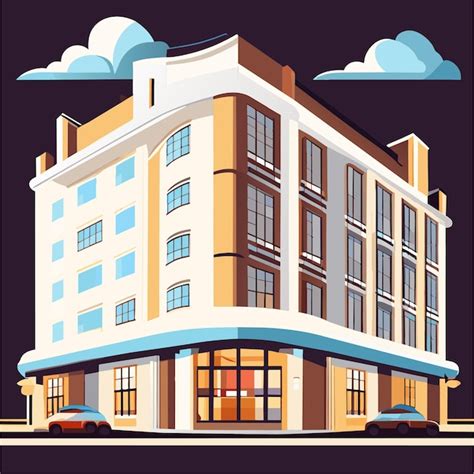 Vector Illustration Of Hotel Building In Flat Style Premium AI