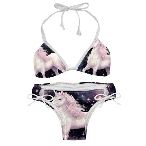 Starry Unicorn Adjustable Strap Bikini Set With Detachable Sponge Two