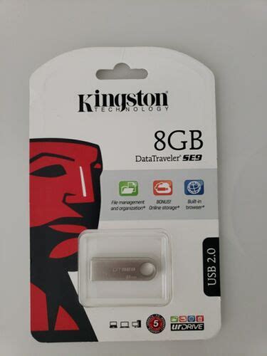 Kingston Datatraveler Se9 8gb Usb 20 Flash Drive Silver Ebay