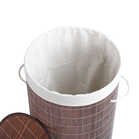 Sherwood Housewares Round Bamboo Folding Laundry Hamper Temple Webster