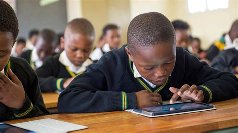 A student in South Africa works on an assignment in a data-driven classroom