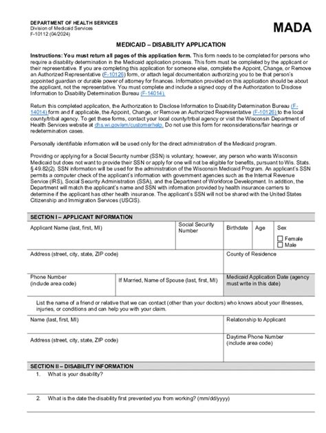 Fillable Online Medicaid Disability Application Fill Online