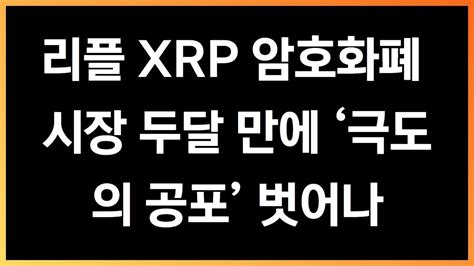 리플 Xrp 암호화폐 시장 두달 만에 ‘극도의 공포 벗어나 🚀 리플코인 비트코인 이더리움 에이다 도지코인 코인애호가 Youtube