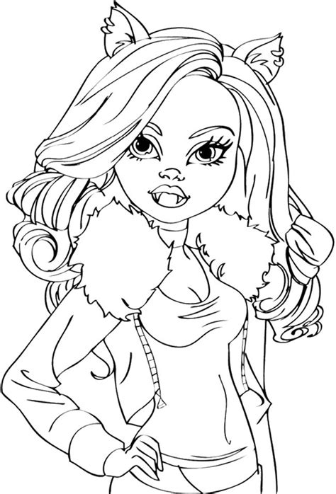 Girl Clawdeen Wolf Coloring Page Monster Coloring Pages Cartoon Coloring Pages Coloring