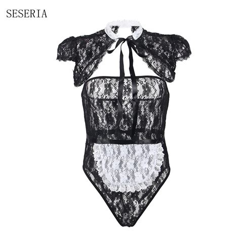 Seseria Sexy Lingerie Hot Black Lace Sexy Babydoll Erotic Lingerie For